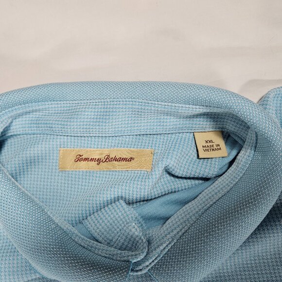 Tommy Bahama Blue Houndstooth Print Polo Shirt Men Size XXL Short Sleeve Big - Picture 3 of 7